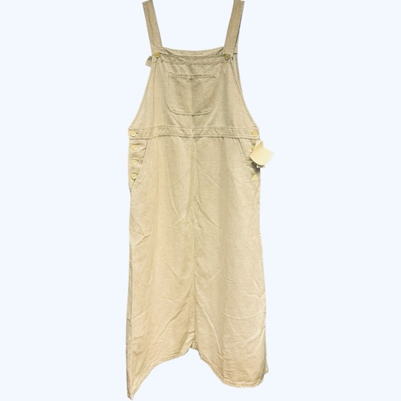 NWT Vintage Susan Bristol Casuals Women's Linen Overall Dress‎ Farmhouse Large - Picture 1 of 4